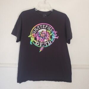 Grateful Dead Dancing Bears Rainbow Black T-Shirt Men's Size L 2022 Stealie